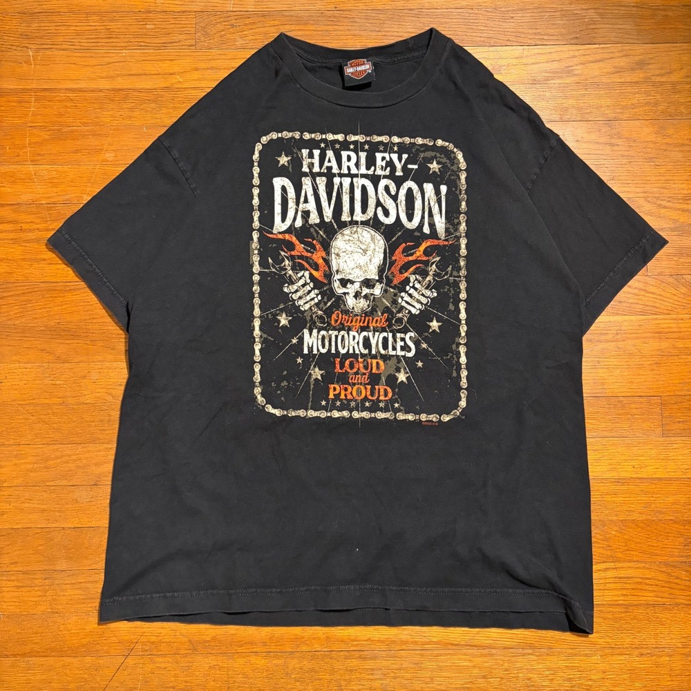 Harley Davidson Mens XL Black Graphic T-Shirt Skull Eagle Reading PA